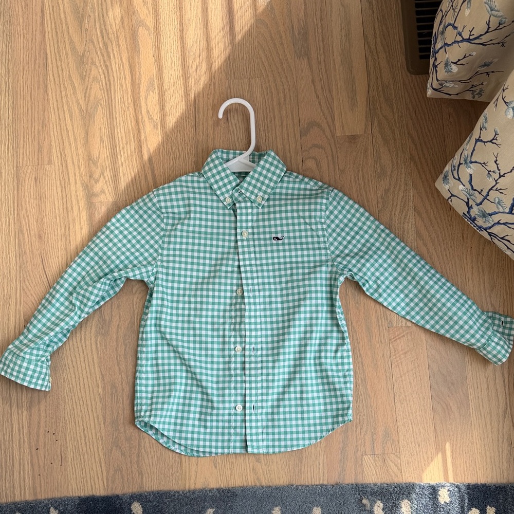 Vineyard Vines Kids Green Checkered Button Down Shirt